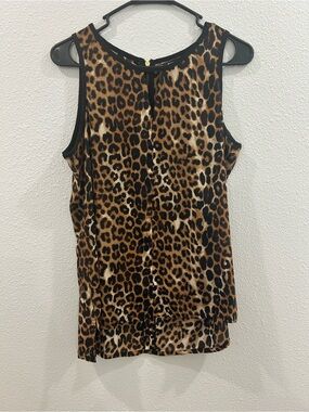 Express Sleeveless Leopard Print Tank Top - Brown, Black